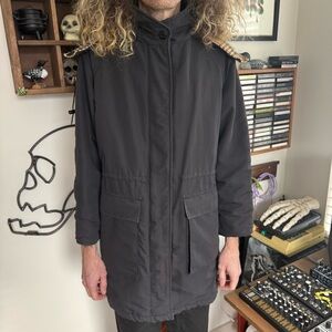 Vintage 80s Woolrich Black Hooded Parka Coat Made in USA ~ Size Medium